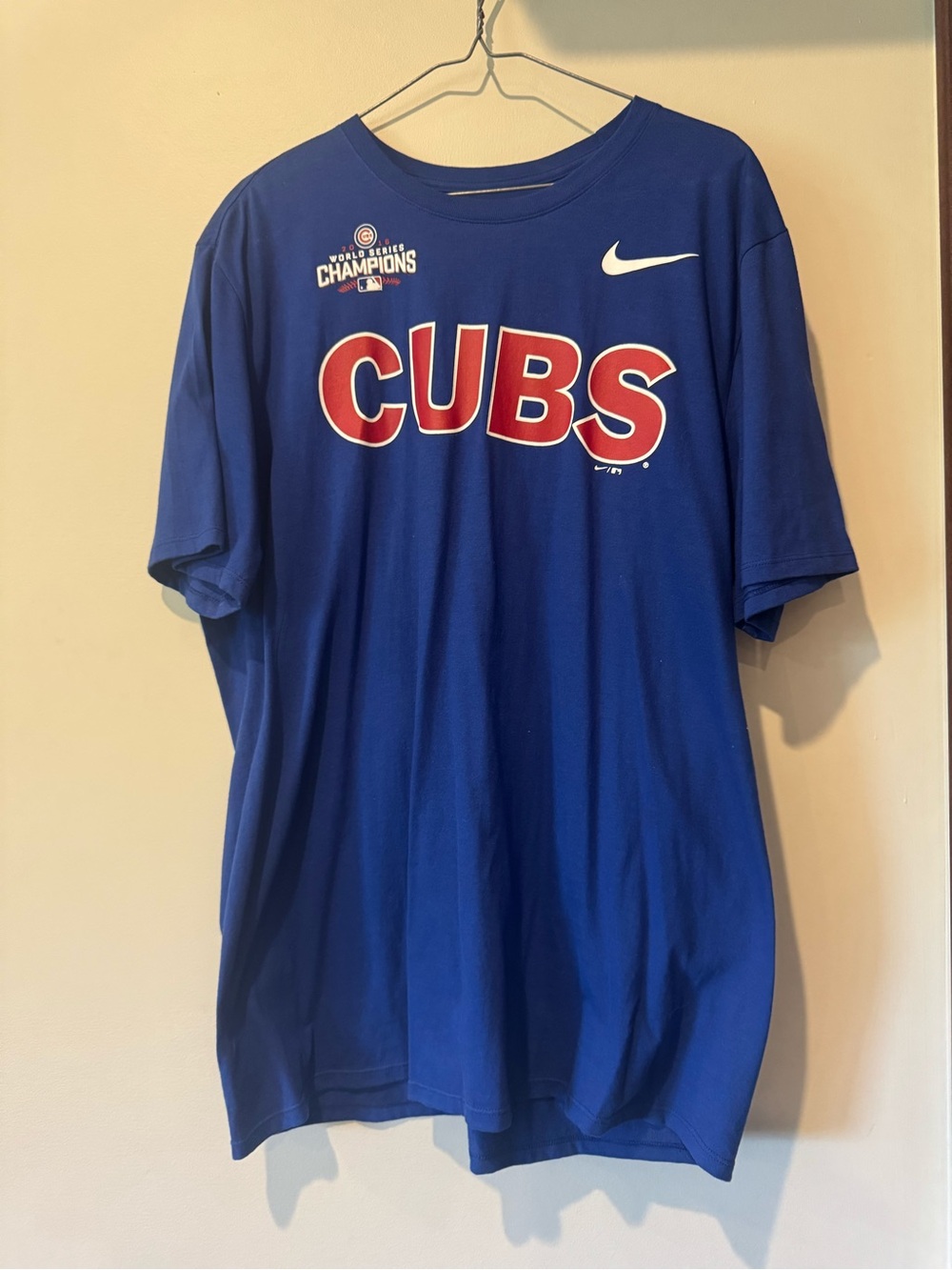 Nike Blue Cubs Short Sleeve Tee with Red Logo